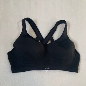 Victoria's Secret VSX Sport Black High Impact Sports Bra Women's 38C Strappy